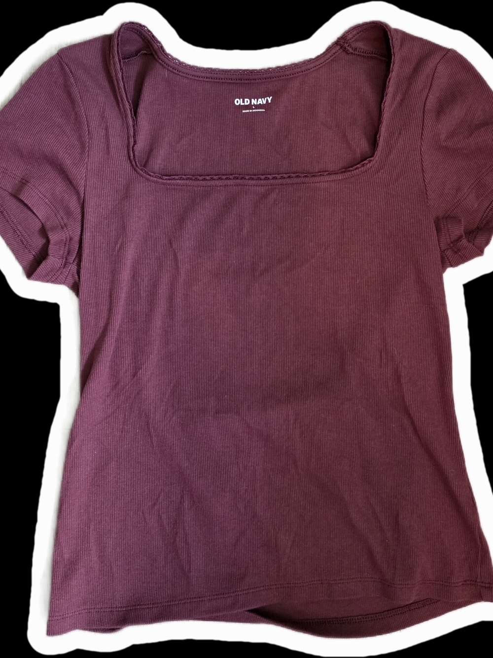 Old Navy Square Neck Short Sleeve Top - Plum Wine